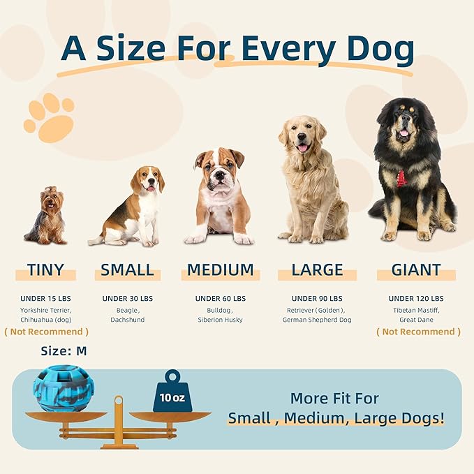Dog Enrichment Toys to Keep Them Busy-Interactive Dog Toys for Large Dogs-Freeze Treat Dispensing,Natural Rubber,Dishwasher Safe,Blue,M