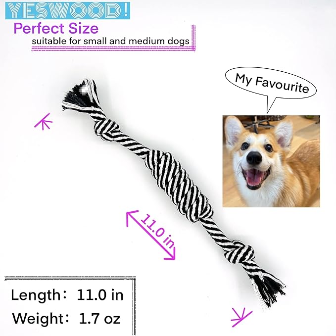 YESWOOD! Small Dog Ropes for Aggressive Chewers Puppy Chew Toys Small Soft Rope for Teething Tug of War Dog Toy Small Breed Rope Candy for Small and Medium Dogs 0-80 Pounds（4-Pack）