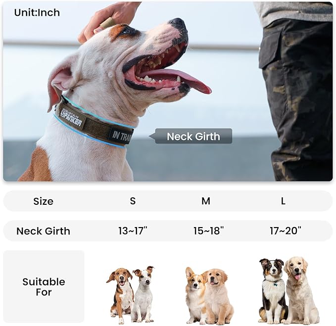 EXCELLENT ELITE SPANKER Tactical Small Puppy Dog Collar Nylon Adjustable Heavy Duty Military for Small Medium and Large Dogs Pet Soft Padded Dog Collar(RGN-S)