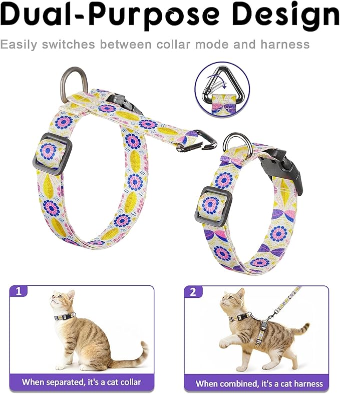 Halypet 2-Pack Cat Harness and Leash Set, Escape Proof 3-in-1 Adjustable Harness for Cats, Soft Lightweight, Easy On & Control for Walking, Travel & Outdoor Use, Small (White & Navy)