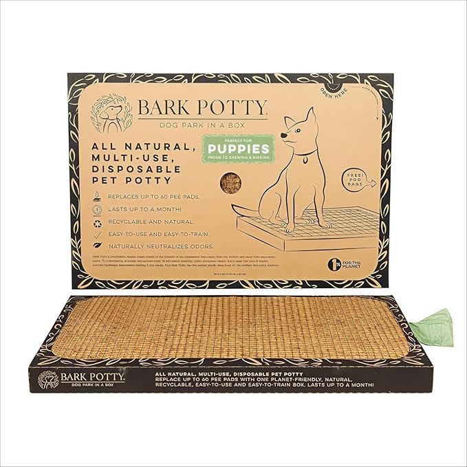 Puppy Bark Potty Natural Dog Potty for Small Dogs & Teething Puppies - Odor Neutralizing Reusable Indoor Solution for Apartments - Eco-Friendly Pee Pad Alternative - Large 30x20