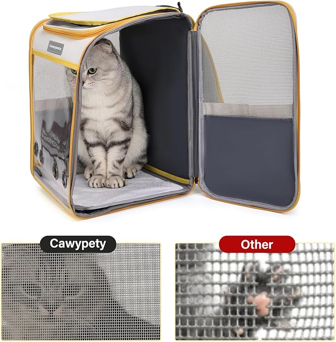 Cawypety Cat Backpack Carrier, Collapsible and Breathability Cat Carrier Large for Cat Under 16 lbs, Dog and Small Pet Carrier Bag Used in Travel, Car