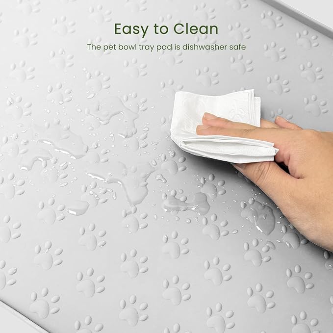 PWTAA Dog Food Mat Anti-Slip Silicone Dog Bowl Mat Thicker Pet Placemat Waterproof Cat Feeder Pad with Raised Edge Puppy Kitten Feeding Mats Suitable Small Medium-Sized Dogs Cats Eating Tray