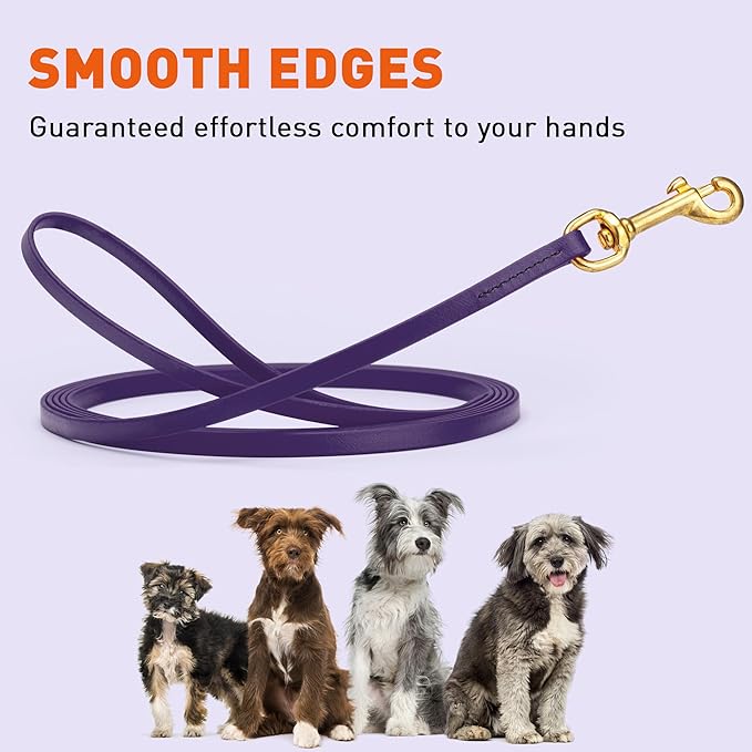 Viper Biothane K9 Working Dog Leash Waterproof Lead for Tracking Training Schutzhund Odor-Proof Long Line with Solid Brass Snap for Puppy Medium and Large Dogs, 15ft Violet Purple