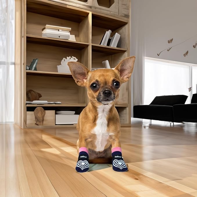 Medical Therapeutic Double Sided Non-Slip Cotton Dog Socks | PawFlex Comfy Pawz Silicone Grip on Inner Cuff No Twisting or Sliding Off | Senior & Disabled Dog Traction Control |Pet Paw Protection