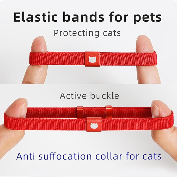 Minimalist Stretch Lightweight Custom Engraved Cat Collar with Name Tag Personalized Cat Collars for Kitten Boy & Girl Cats (Red, Collar with ID Tag)