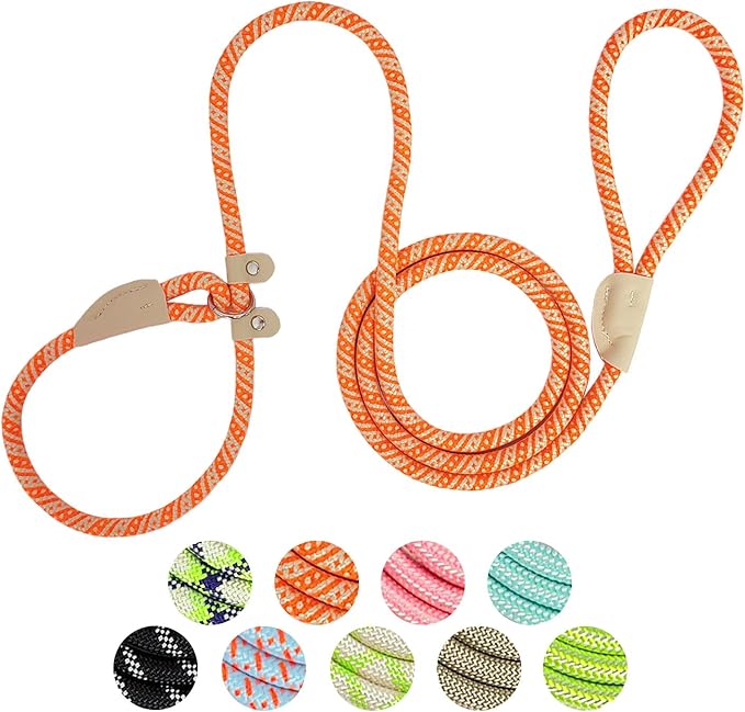 Slip Lead Rope Dog Leash Heavy Duty for Training, Nylon Strong Slip Leads for Dogs 6 Ft X 3/8 Inch, Adjustable Comfortable Training Leash for Small Medium Dogs