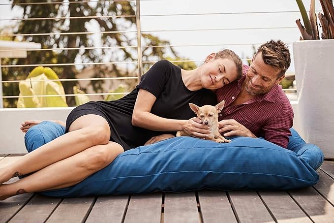 K9 Ballistics Tough Bolster Nesting Pillow Large Sofa Dog Bed with Removable Washable Cover - Durable, Water Resistant with Nonskid Bottom 40"x34", Blue Quartz
