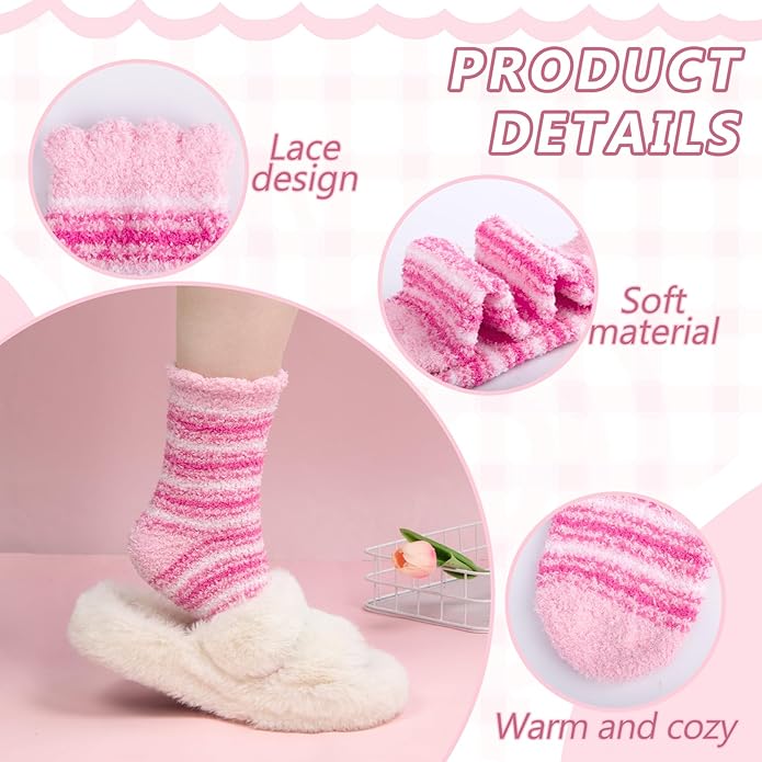 Loritta 3 Pairs Womens Fuzzy Socks Winter Warm Fluffy Soft Slipper Home Sleeping Cute Animal Socks