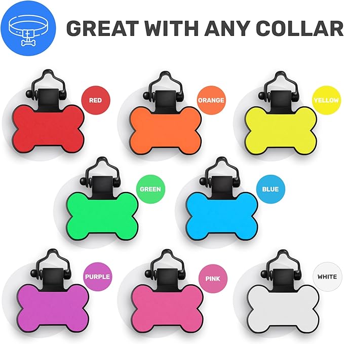 SiliDog - The Original Silicone Silent Dog Tag - Personalized Engraved Soundless Pet ID - As Seen On Shark Tank - Durable - Never Fades - Bone - Blue