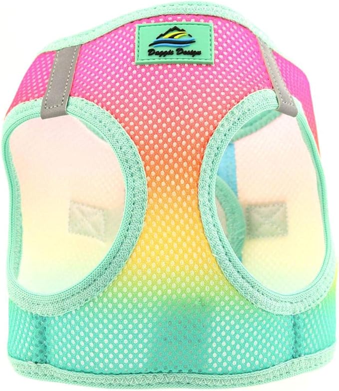 Doggie Design No Choke Dog Harness - Simple Step-in and Go Dog Vest for Small, Medium, and Large Breeds - Breathable Mesh Polyester Pet Harness - Beach Party - M