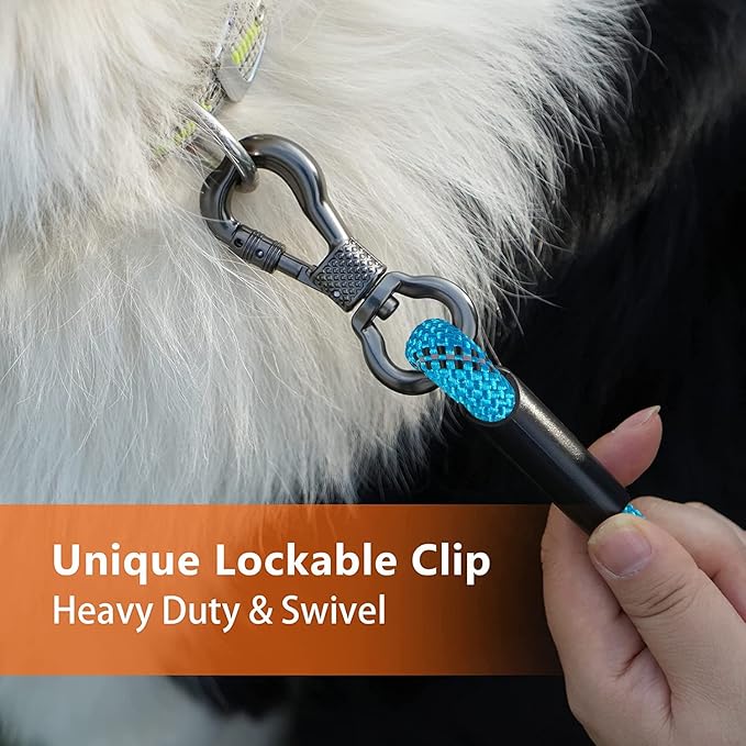NTR Dog Rope Leash, 15FT Puppy Recall Training Lead, with 2 Swivel Hooks, Reflective Threads and Comfortable Handle, Puppy Leash for Walking, Hunting, Camping, Backyard for Small Medium and Large Dogs