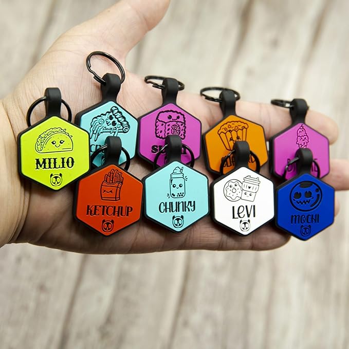 Silent Identification with Waterproof and Durable Silicone Dog Tags: Lightweight, Allergen-Free, and Customizable Foods Green