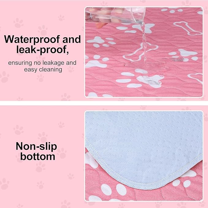 BEAUTYZOO Washable Pee Pads for Dogs, 36" x 72" Extra Large Reusable Puppy Pads, Absorbent Potty Training Dog Mats, Non-Slip Pet Whelping Pads for Incontinence, Housebreak, Crate, Bed, Playpen, Pink