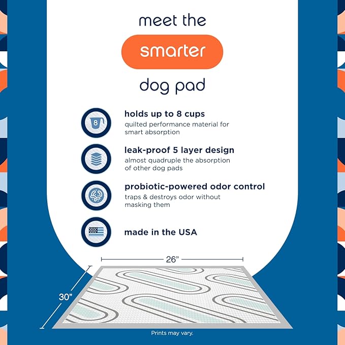Pet Life Unlimited Smart Prints Extra Large Puppy Pads – 26" x 30", 26 Count (XL) | Stylish Dog Training Pads with Odor Controlling Wetness-Activated Magnolia Blossom Scent | USA Made