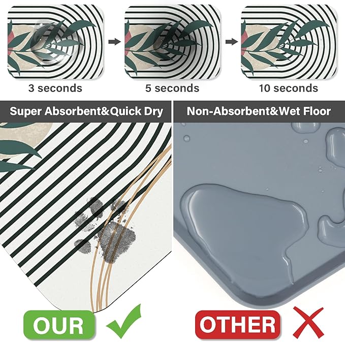 Patterned Cat & Dog Bowl Mat for Food and Water, 12"×20" Quick Dry Absorbent Pet Feeding Mat, Eco-Friendly Dog Placemat