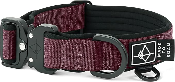 MADE TO ROAM Comfort Collar - Adjustable Nylon Dog Collar with Soft Comfortable Padding, Light Aviation Aluminum Metal Buckle for Small, Medium and Large Dogs (Vermont Weekend, Size 5)