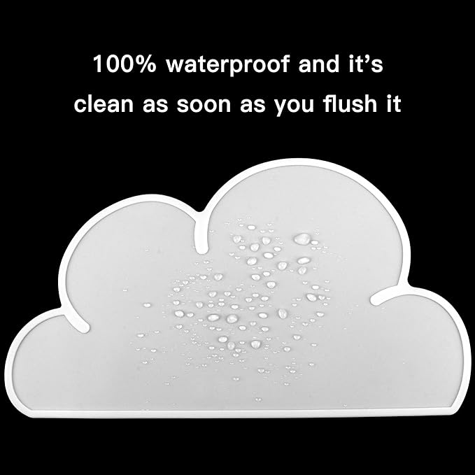 DesignSter Pet Food Mats–Dog Cat Feeding Mat Top Grade Cloud Silicone Pad Anti-Slip Waterproof Anti-Slip Bowl Placemat (White)