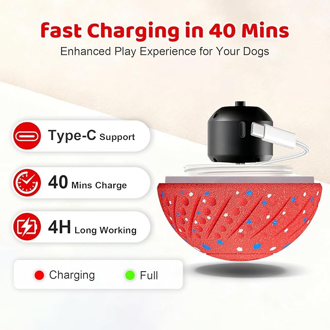 Sankell Interactive Dog Toys Ball - Smart Moving Bouncing Dog Ball with RGB Lights, E-TPU Material, 3 Play Modes Automatic Rolling Balls Toy for Small Medium Dogs Keep Them Busy(Red)