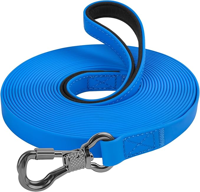 XiaZ Waterproof Dog Long Leash, Recall Training line Lead for Large Medium Small Dogs Outside Walking, Playing, Camping, or Yard (20FT, Blue)