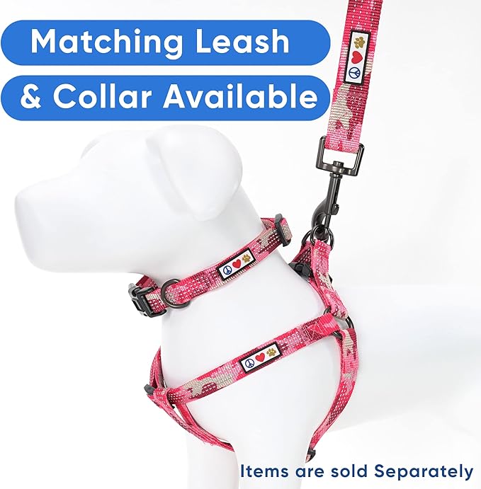 Pawtitas Reflective Step-in Dog Harness – Adjustable No-Pull Vest for Puppies to Seniors, Safe & Comfortable, XS Camo Pink