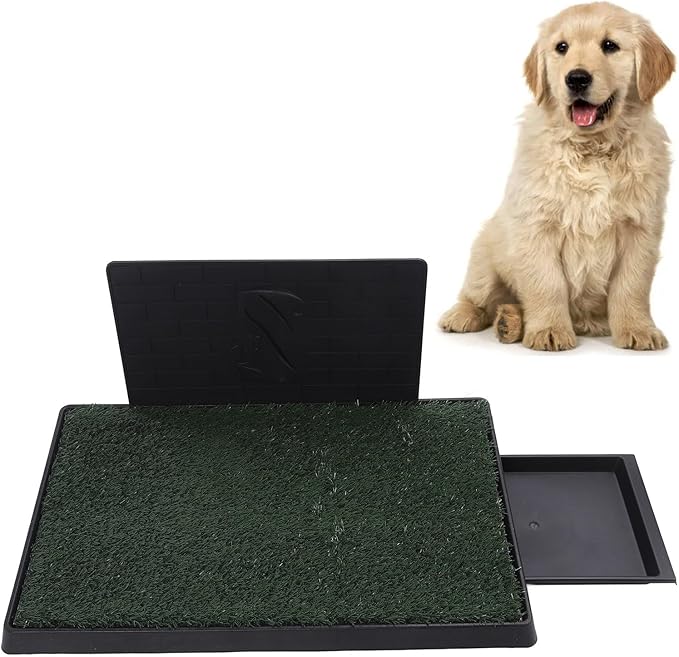 Grass Pad for Dogs, Fake Grass Potty Tray Compact Portable Three Layer Leak Proof Design Easy to Clean Realistic, Dog Pee Grass for Indoor Outdoor Potty Training Toilet
