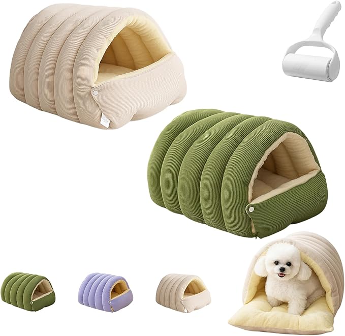 Cat Cave Bed, Cat Winter Cave, Cute Cats Beds for Indoor, Disassembled Design for Easier Cleaning, with Hair Remover, Suitable for Cats and Small Dogs