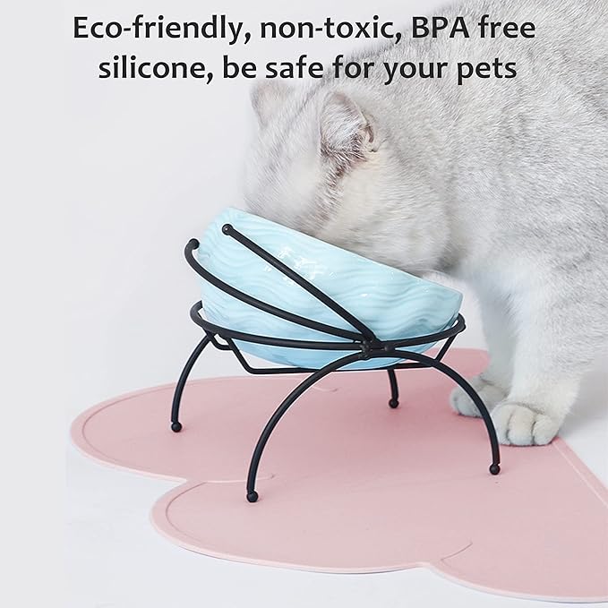 DesignSter Pet Food Mats–Dog Cat Feeding Mat Top Grade Cloud Silicone Pad Anti-Slip Waterproof Anti-Slip Bowl Placemat (Lilac)