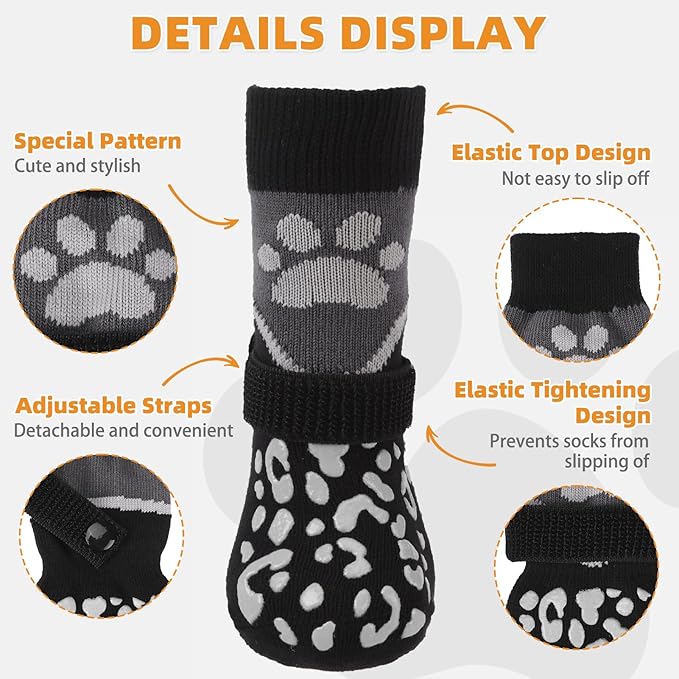 KOOLTAIL Dog Socks for Hot/Cold Pavement to Prevent Licking Paws for Hardwood Floors,Anti Slip,Pet Boots&Paw Protector with Grippers,Puppy Shoes Booties for Small Medium Large Senior Dogs