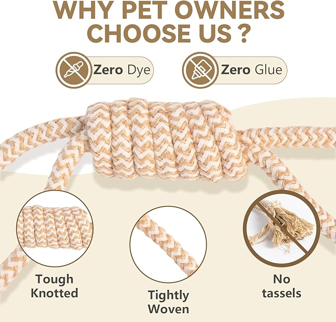 IRRESTRICO Puppy Chew Toys for Teething, Durable Dog Rope Toys for Small and Medium Dogs, Interactive Chew Rope for Training, M Size