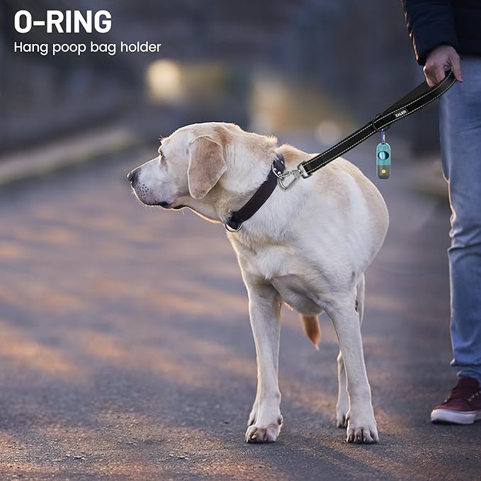 ZALER Short Dog Leash, 18 Inches Traffic Leashes for Dogs, Nylon Reflective Dog Lead with Padded Handle, Heavy Duty Pet Leash with Carabiner Clip for Large and Medium Dogs (18" Black)