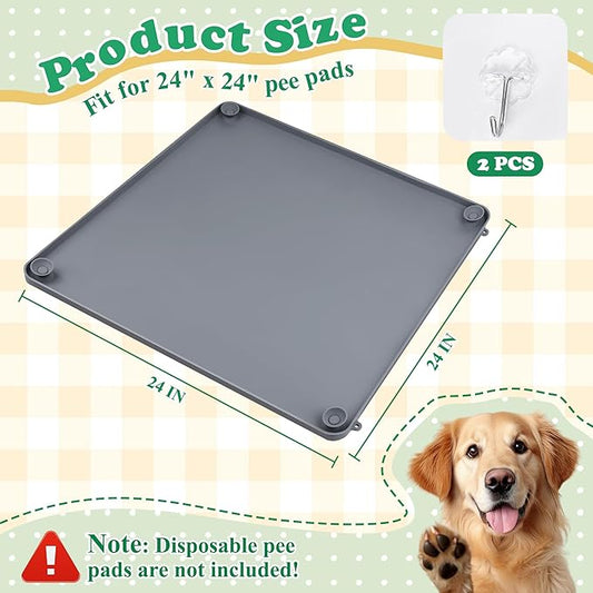 Pee Pad Holder, Puppy Pad Tray for 24" x 24" Training Pads Silicone Dog Pad Holder Non-Slip Dog Potty Tray for Puppy Potty Training