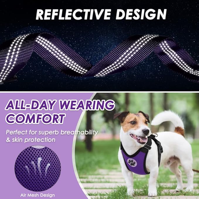 Lukovee Dog Seat Belt for Car, Adjustable Dog Car Harness for Large Medium Small Dogs, Soft Padded & Breathable Mesh Dog Seatbelt with Car Vehicle Connector Strap (Purple Double Clip,Large)