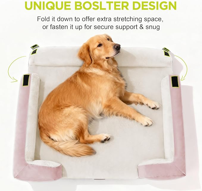 Extra Large Dog Bed, Orthopedic XL Washable Bed for Big Dog Waterproof Pet Couch Sofa Bolster with Removable Cover, Non-Slip Bottom, Tennis Ball Toy, 42x30