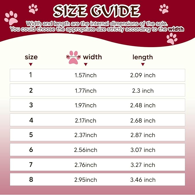 Dog Shoes for Large Dogs, 360°Anti Slip Medium Dog Boots & Paw Protectors Winter Snowy, Waterproof 4Pcs Dog Booties with Reflective Strips (Size 8: 2.95''x3.46''(W*L), Red)