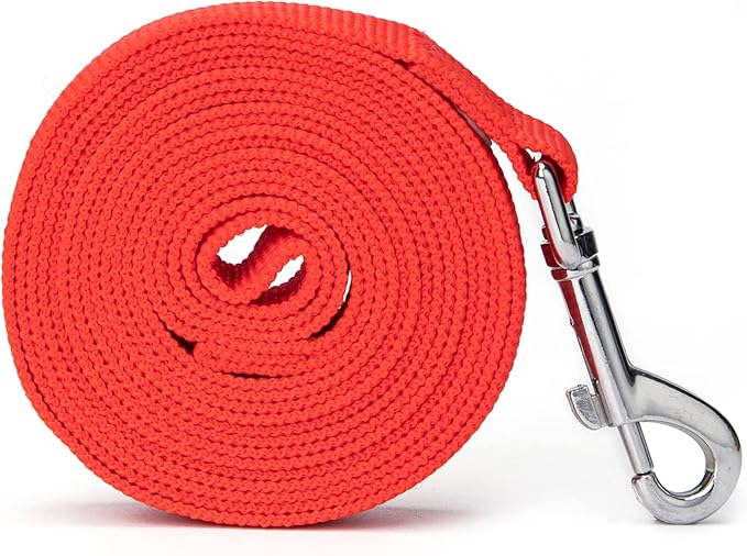 Siumouhoi Strong Durable Nylon Dog Training Leash, 1 Inch Wide Traction Rope, 6 ft 10ft 15ft Long, for Small and Medium Dog (Red, 10 Feet)
