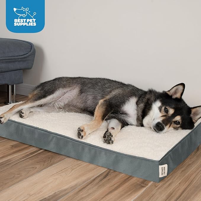 Best Pet Supplies Dog House Bed Crate Mat Tent Indoor Round Soft Plush for Small, Medium, and Large Breeds - Gray, 41 x 29 x 4