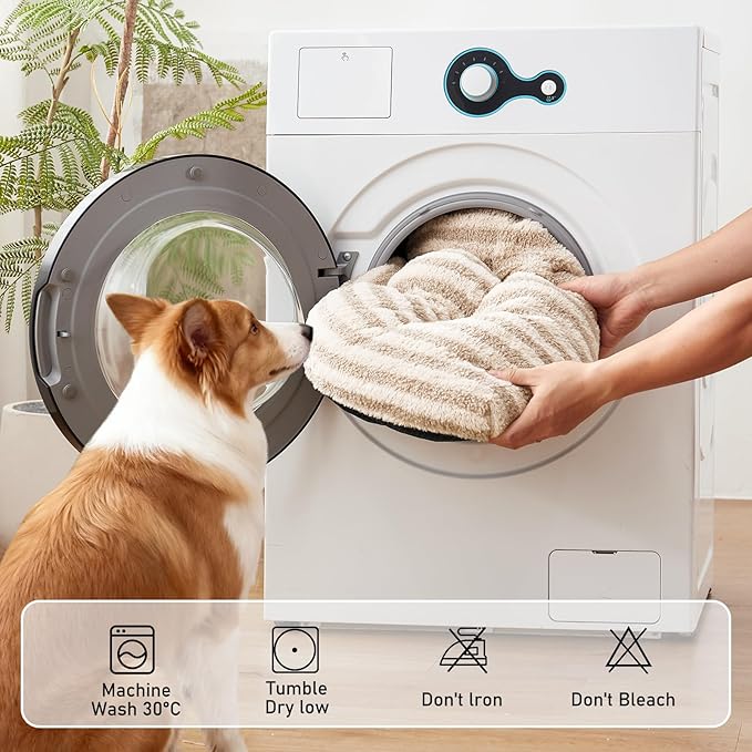 FURTIME Washable XXL Dog Bed for Extra Large Dogs, Giant Deluxe Dog Crate Beds Comfy Fluffy Kennel Pad Anti-Slip Pet Sleeping Mat, Machine Washable Dogs Pillow, 47"x29"x4", White