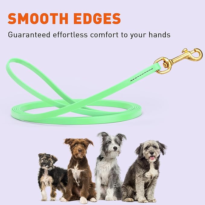 Viper Biothane K9 Working Dog Leash Waterproof Lead for Tracking Training Schutzhund Odor-Proof Long Line with Solid Brass Snap for Puppy Medium and Large Dogs, 10ft Sea Foam Green