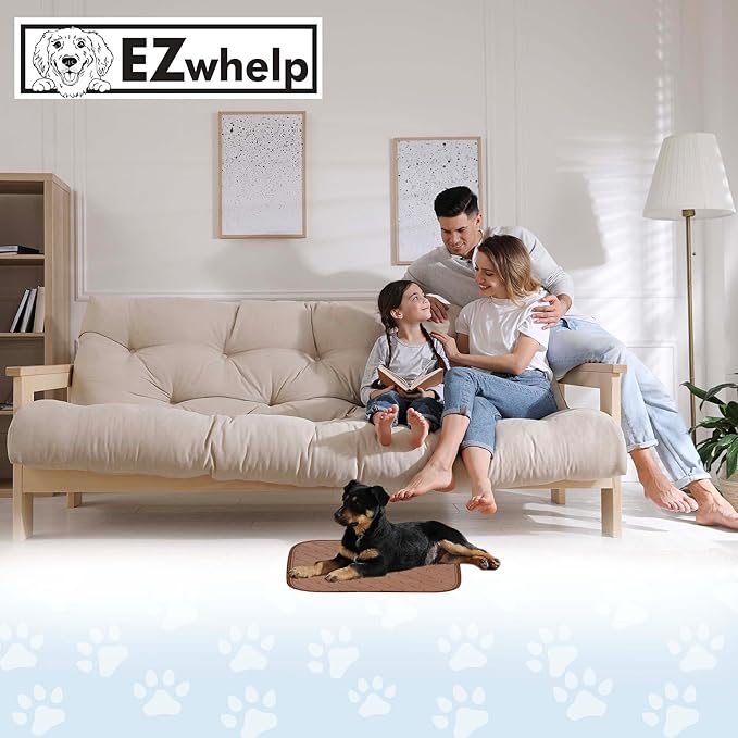 EZwhelp Reusable Dog Pee Pads - Waterproof Training Pads for Dogs, Washable & Sanitary, Rounded Corners, Laminated, Lightweight, and Durable,Pet Essentials for Puppy Training and Whelping - 17" x 20"