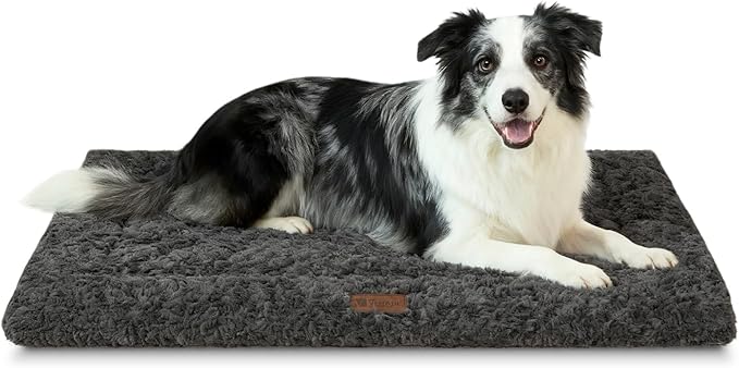 Reversible Dog Bed Mat 41"x27" for Large Dogs - Supportive Double-Sided Crate Pad, All-Season Cooling & Warmth, Ultra Soft Machine Washable Pet Bed, Fits Most 42-Inch Kennels, Dark Gray