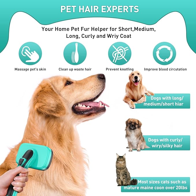 2 pcs Self Cleaning Slicker Brush & Nail Clippers for Dog and Cats,Shedding Long and Short Haired Pets,Skin Friendly Deshedding Grooming Tool