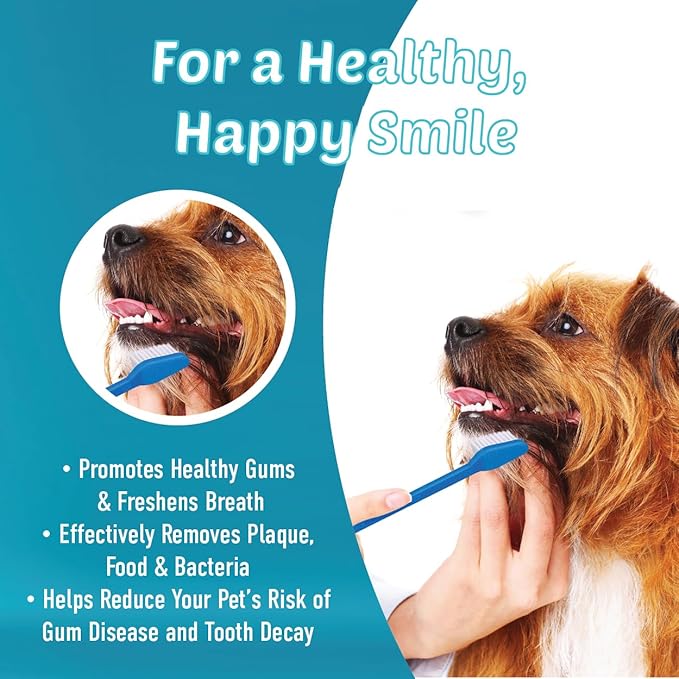 Double-Sided Dog Toothbrush Set – 2-Pack Cat & Dog Toothbrushes with Soft Bristles – Long Handle & Gentle Cleaning Design for Pet Dental Care, Plaque & Tartar Removal at Home