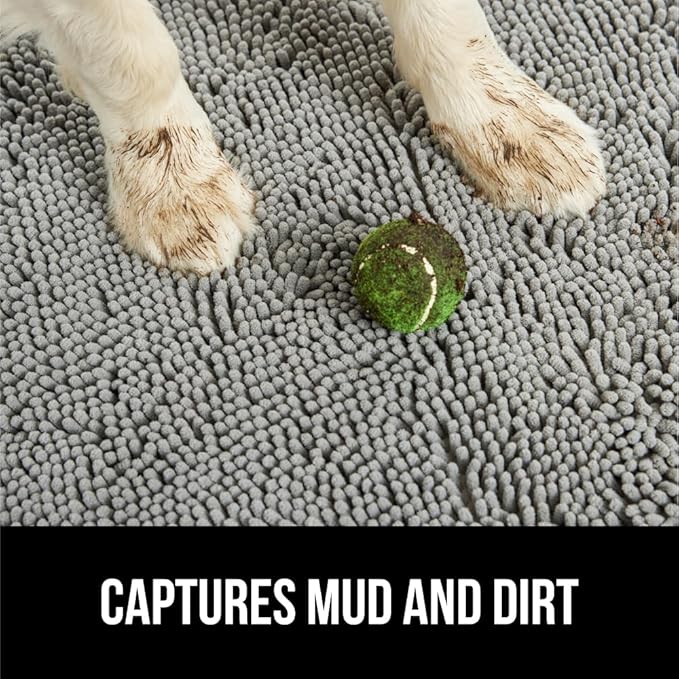 GORILLA GRIP SOAKSTOPPER Dog Door Mat, 36x24 Machine Washable Rug Absorbent Doormat Captures Moisture Mud Dirt, Quick Dry Soft Chenille Entryway Rugs Indoor Entrance Mats for Dog Paws, Gray