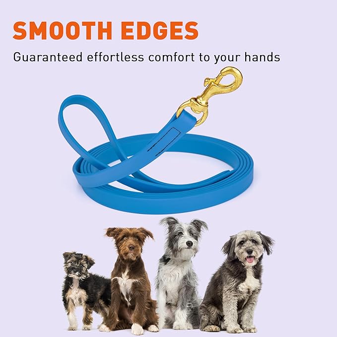Viper Biothane K9 Working Dog Leash Waterproof Lead for Tracking Training Schutzhund Odor-Proof Long Line with Solid Brass Snap for Puppy Medium and Large Dogs, 20ft Cerulean Blue