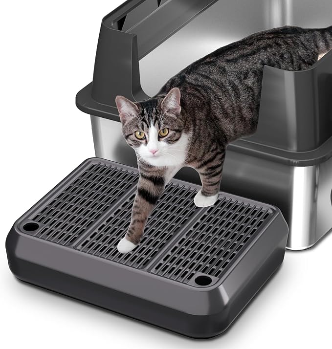 Cat Litter Box Mat Step/Ramp - Large 16"x11" Anti-Tracking Cat Litter Catcher Mat Double Layer Washable Kitty Trapping Tary Easy Clean, Also for Kitten & Elderly Cats Ramp