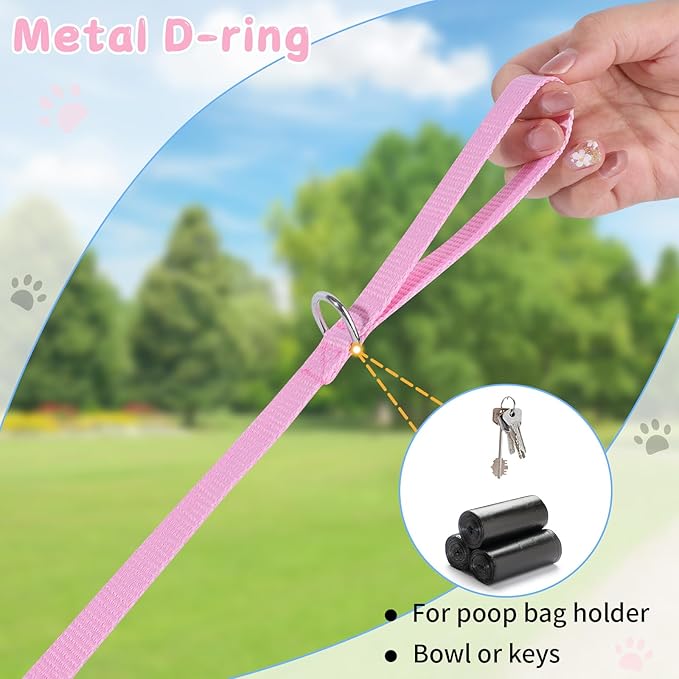 Cat Vest Harness and Leash Set for Walking Escape Proof, Adjustable Kitten Harness and Leash Set Breathable Mesh with Bow Harness for Kitty Puppy Bunny（Pink Medium）
