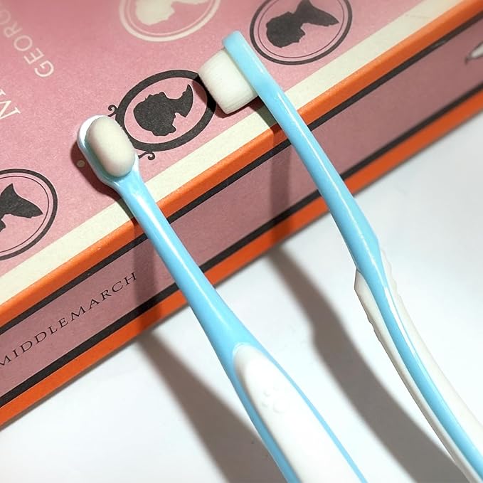 Small Dog Toothbrush, Cat & Puppy Tooth Brushing Kit, Ultra Soft & Mini Head Teeth Brush for Kitten & Tiny Pet, Doggy Toothbrushes Deep Dental Cleaning, 2 PCS - Pink