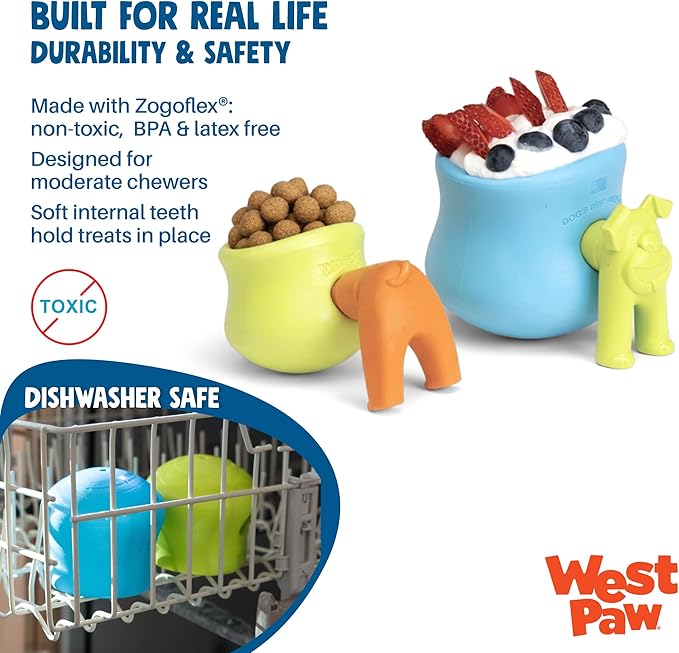 WEST PAW Zogoflex Toppl Interactive Treat Dispensing Dog Puzzle Play Toy, 100% Guaranteed Tough, It Floats!, Made in USA, Small, Granny Smith