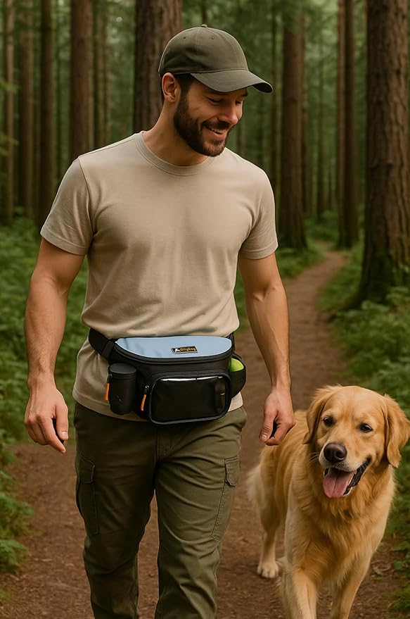 OllyDog Trailblazer Pack | Fanny Pack | Dog Treat Pouch | Includes Rubber Fetch Ball | Water-Resistant | Poop Bag Dispenser | Hands-Free | Dog Walking & Training